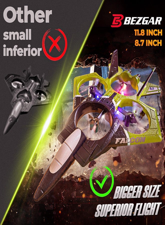 بيزغار طائرة بيزجار RC، طائرة تحكم عن بعد بتردد 2.4 جيجاهرتز بستة محاور جيروسكوب، طائرة تحكم عن بعد بالإيماءات، لعبة طائرة مقاتلة قلابة 360 درجة، ألعاب للأعمار من 8 إلى 13 عامًا مع أضواء ملاحة LED ملونة باللون الأخضر - Image 2